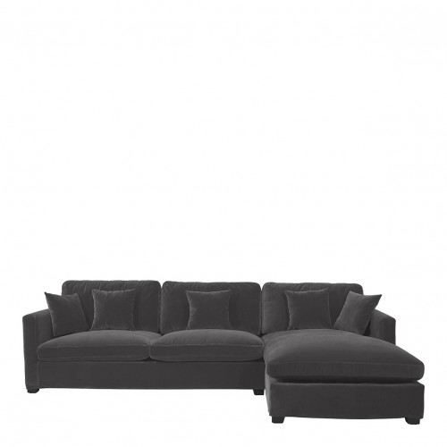 ANGIE reversible chaise sofa in velvet - Dark gray