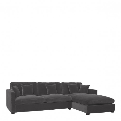 ANGIE reversible chaise sofa in velvet - Dark gray