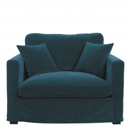 ANGIE Armchair in velvet - Peacock blue
