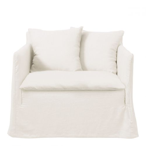 Fauteuil GABRIEL en lin - Blanc