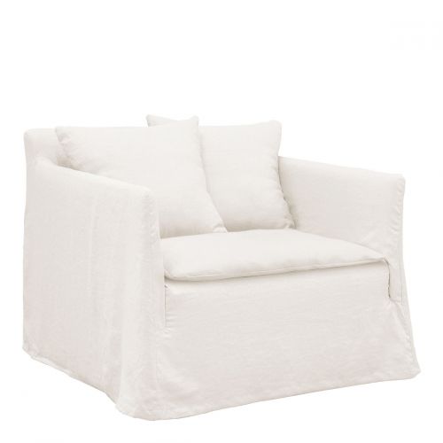 Fauteuil GABRIEL en lin - Blanc