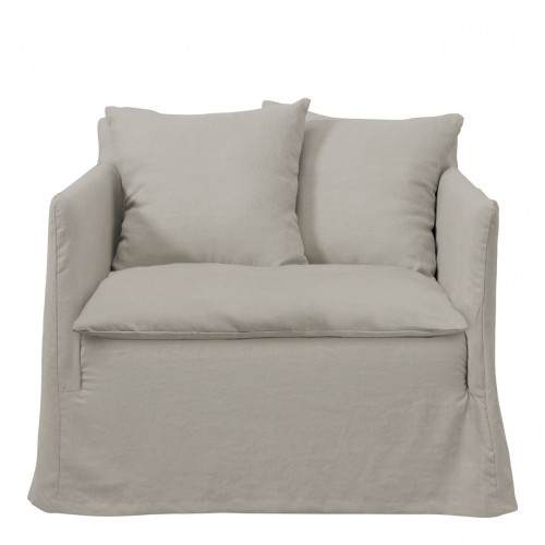 GABRIEL Armchair in linen blend - Light gray