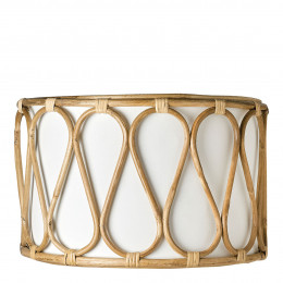 Cylinder Lampshade in Rattan and Cotton - ø 40.5 x 30.5 cm
