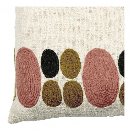 Housse de coussin GALETS en polycoton brodé - Rose et curry - 40 x 30 cm