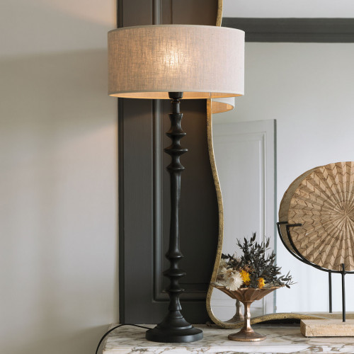 Pied de lampe SIMON en métal noir mat - ø 15 x 62 cm Pied de lampe SIMON en métal noir mat - ø 15 x 62 cm