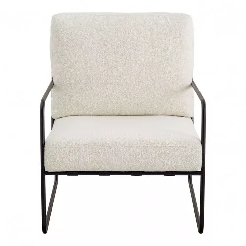 Fauteuil GASPARD en bouclette et métal - Crème