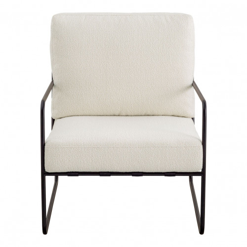 Fauteuil GASPARD en bouclette et métal - Crème