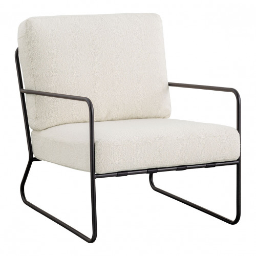 GASPARD Armchair in Bouclé and Metal - Cream