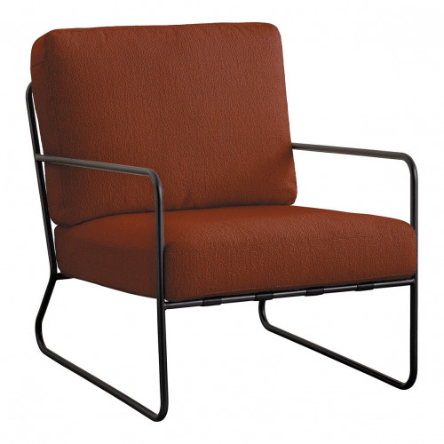 GASPARD Armchair in Bouclé and Metal - Terracotta