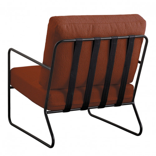 GASPARD Armchair in Bouclé and Metal - Terracotta
