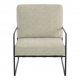 GASPARD Armchair in Jacquard Velvet Fabric and Metal - Sand