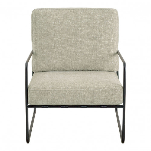 GASPARD Armchair in Jacquard Velvet Fabric and Metal - Sand
