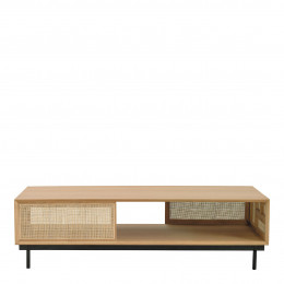AUGUSTIN Light Oak and Caning Coffee Table