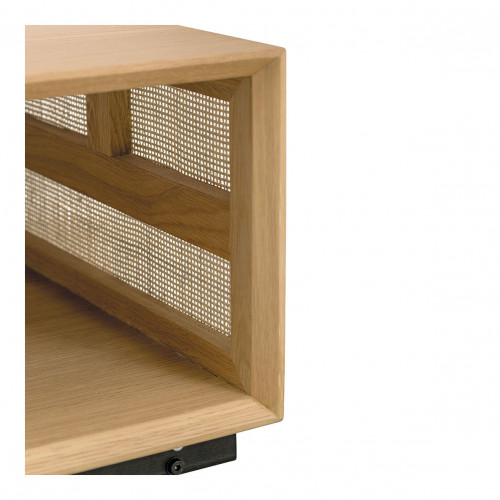 AUGUSTIN Light Oak and Caning Coffee Table