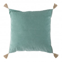 Housse de coussin MATTÉO en velours de coton - Bleu aqua - 50 x 50 cm