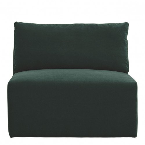 Canapé LOU en velours de coton - Vert forêt - Module central - L. 91.5 cm
