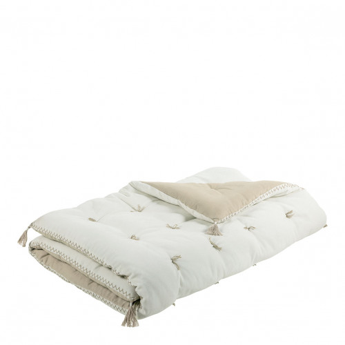 Futon MATTÉO en velours de coton et lin - 180 x 80 cm - Blanc