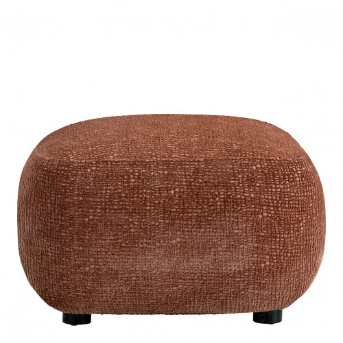 Pouf LISETTE en tissu jacquard de velours - Bois de rose