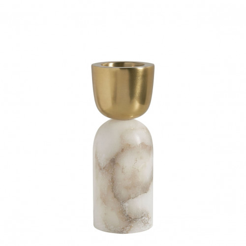 NOVA Marble and Gilded Metal Candle Holder - Small Model - H. 31 cm