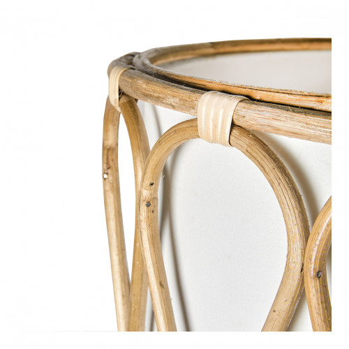 Abat-jour conique en rotin et coton - ø 26,5 x 33 cm