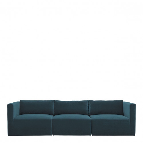 LOU Sofa in Cotton Velvet - Peacock Blue - Right Module
