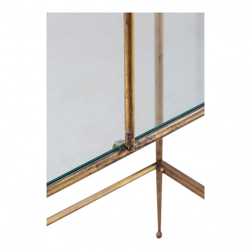 ANATOLE Bookcase in Metal with Golden Brass Finish and Glass Shelves