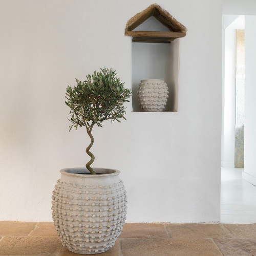 CLÉIA Planter in light gray cement - Small model - 37.5 x 37 x 37 cm