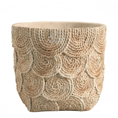 Cache-pot OSA en ciment crème - Moyen modèle - 27 x 26,5 x 23,5 cm