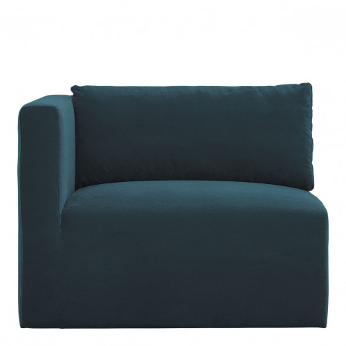 Canapé LOU en velours de coton - 3 modules - L. 297 cm - Bleu paon