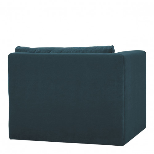 Canapé LOU en velours de coton - 3 modules - L. 297 cm - Bleu paon