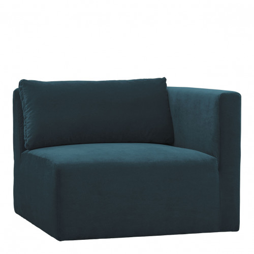 Canapé LOU en velours de coton - 3 modules - L. 297 cm - Bleu paon