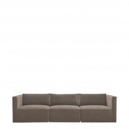 Canapé LOU en velours de coton - 3 modules - L. 297 cm - Taupe