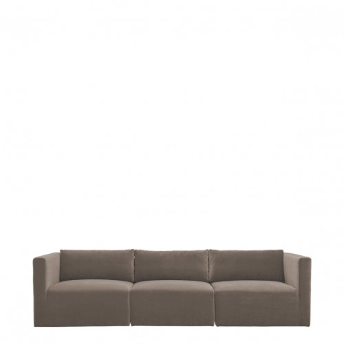 Canapé LOU en velours de coton - 3 modules - L. 297 cm - Taupe