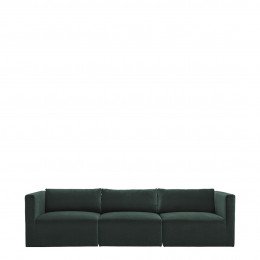 Canapé LOU en velours de coton - 3 modules - L. 297 cm - Vert forêt