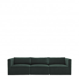 Canapé LOU en velours de coton - 3 modules - L. 297 cm - Vert forêt