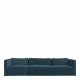 Canapé LOU en velours de coton - 3 modules - L. 336 cm - Bleu paon