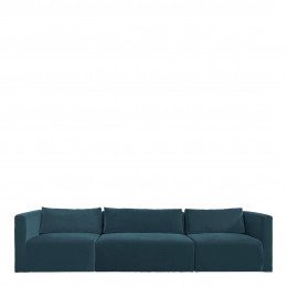 Canapé LOU en velours de coton - 3 modules - L. 336 cm - Bleu paon