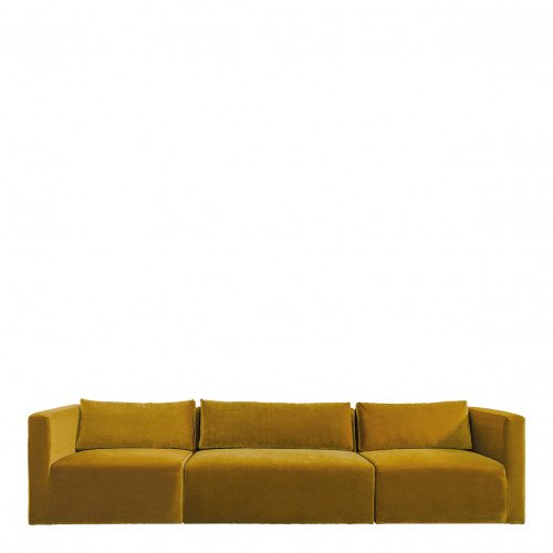 Canapé LOU en velours de coton - 3 modules - L. 336 cm - Safran