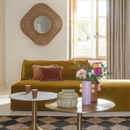 LOU Sofa in cotton velvet - 3 modules - W. 336 cm - Saffron