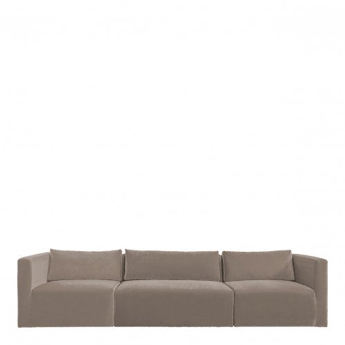 Canapé LOU en velours de coton - 3 modules - L. 336 cm - Taupe