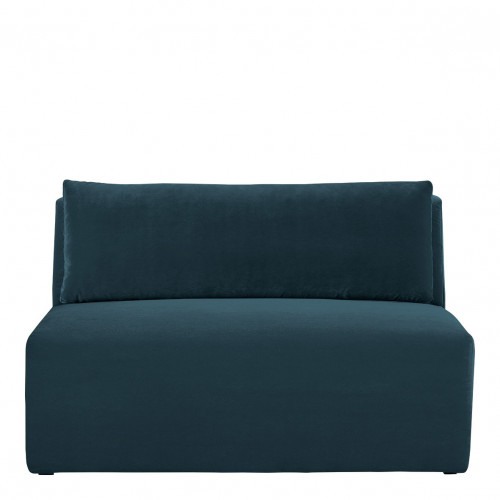 LOU Sofa in cotton velvet - Peacock blue - Central module - W. 130 cm