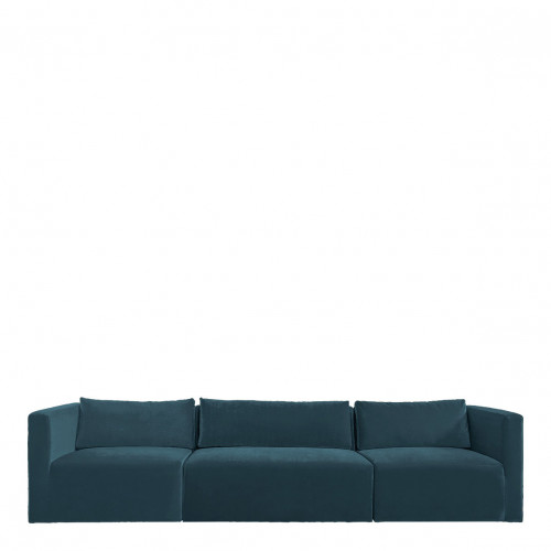 Canapé LOU en velours de coton - Bleu paon - Module central - L. 130 cm