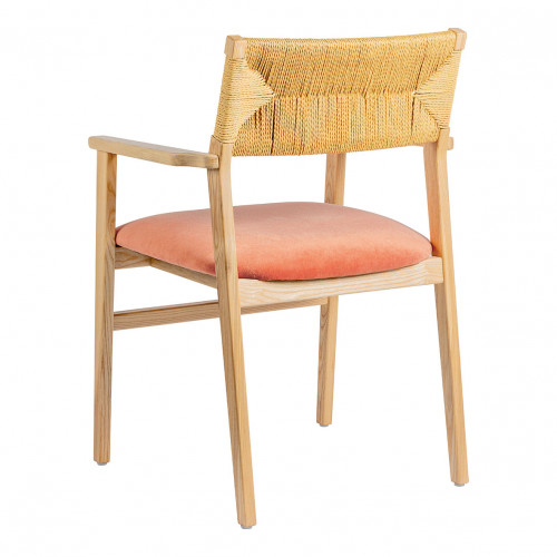 Chaise PALOMA en corde de papier et velours - Framboise Chaise PALOMA en corde de papier et velours - Framboise
