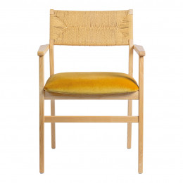 PALOMA Chair in Paper Cord and Velvet - Saffron