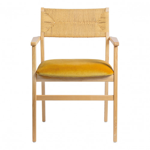 PALOMA Chair in Paper Cord and Velvet - Saffron