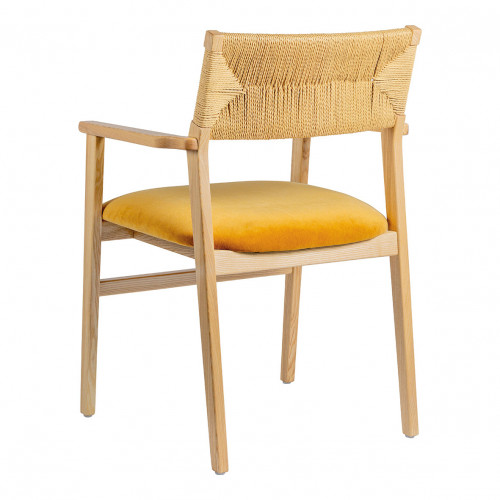 PALOMA Chair in Paper Cord and Velvet - Saffron