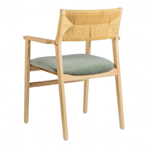 PALOMA Paper Cord and Velvet Chair - Gray-green