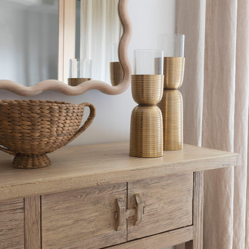 BAO Console with 2 Drawers in Recycled Elm - Natural