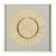 Décoration murale ROSACE en feuilles de palmier plissées - Écru et doré