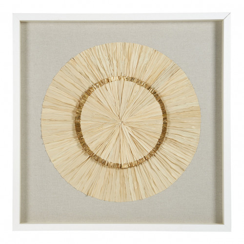 ROSETTE Wall Decoration in Pleated Palm Leaves - Ecru and Gold